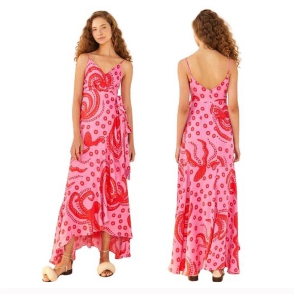 FARM Rio Pink and Red Octopus Maxi Dress